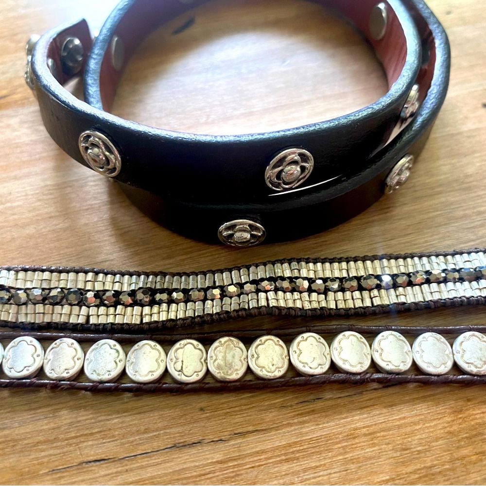 Stella & Dot leather wrap bracelet, kit of 3
